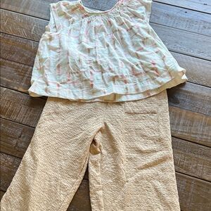 Girls Cream Set with Pink Accent Top DIP 5T girls